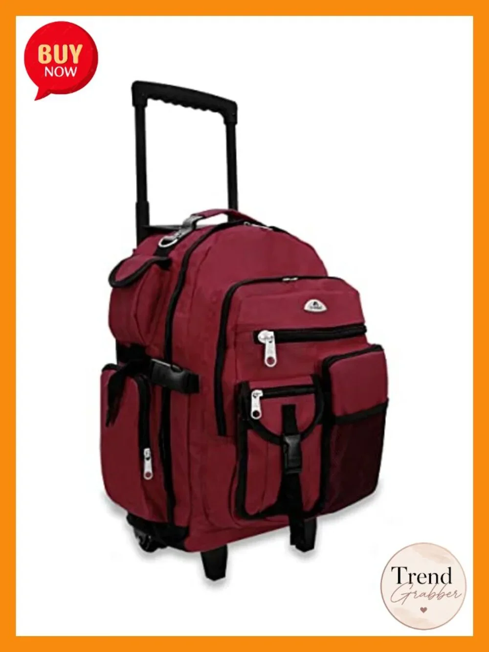 Deluxe Wheeled Backpack with Rolling Luggage, Polyester Travel School Work Bag